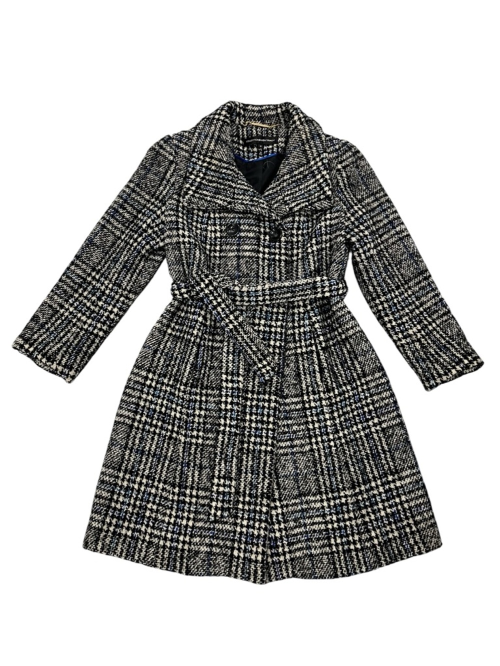 ELLEN TRACY COLLECTION Women’s Tweed Coat Boucle Wool Alpaca Belted Blue 12 - Picture 2 of 7